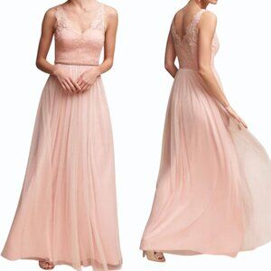 Anthro BHLDN Hitherto Samantha Dress Womens 12 Maxi Bridesmaid Formal Blush